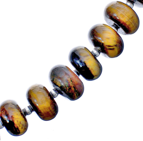 Sterling Silver Tiger Eye Bead Necklace KX121079