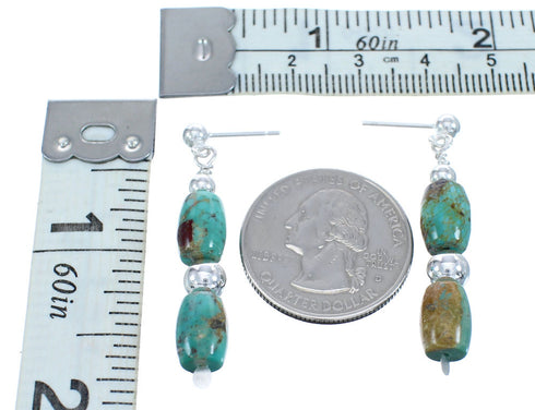 Southwest Green Turquoise Bead Post Dangle Earrings KX120950
