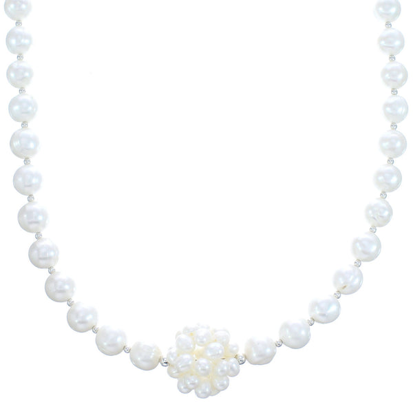 Genuine Sterling Silver Fresh Water Pearl Bead Necklace KX120901