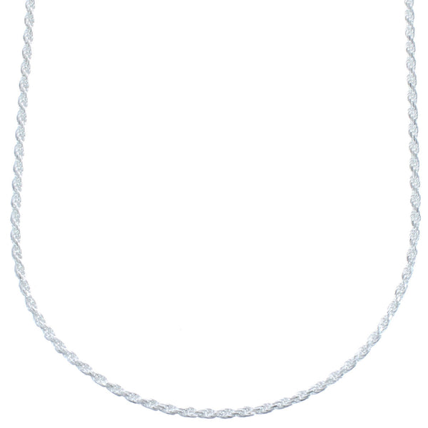Sterling Silver 16" Italian Rope Chain Necklace KX120887