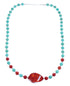 Turquoise Coral Southwest Bead Necklace with Amber KX120911