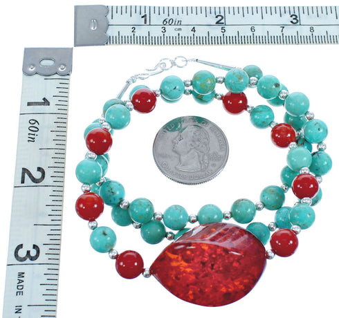 Turquoise Coral Southwest Bead Necklace with Amber KX120911