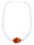 Sterling Silver Mother of Pearl and Amber Bead Necklace KX120913