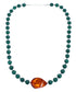 Sterling Silver Malachite and Amber Bead Necklace KX120922