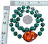 Sterling Silver Malachite and Amber Bead Necklace KX120922