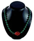 Sterling Silver Malachite and Amber Bead Necklace KX120922