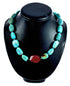 Sterling Silver Turquoise and Amber Bead Necklace KX120915