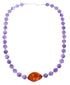 Amethyst and Amber Sterling Silver Bead Necklace KX120924