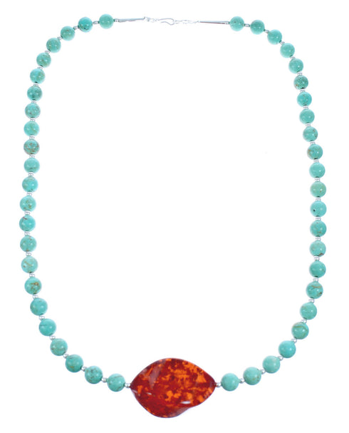 Turquoise Amber Southwest Bead Necklace KX120912