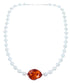 Sterling Silver Fresh Water Pearl and Amber Bead Necklace KX120925