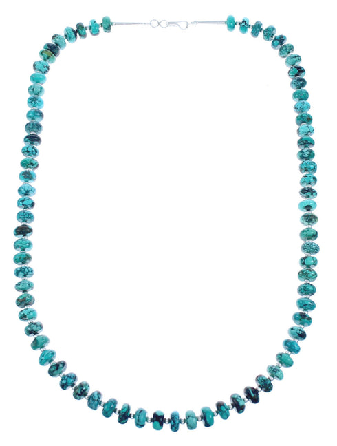 Southwest Sterling Silver Turquoise Bead Necklace KX120916