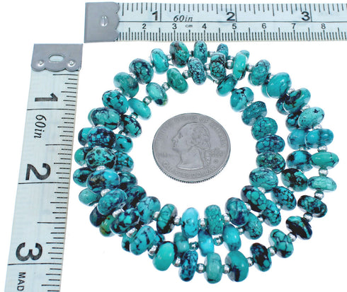 Southwest Sterling Silver Turquoise Bead Necklace KX120916