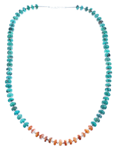 Turquoise and Orange Oyster Shell Bead Necklace KX120921
