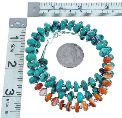 Turquoise and Orange Oyster Shell Bead Necklace KX120921