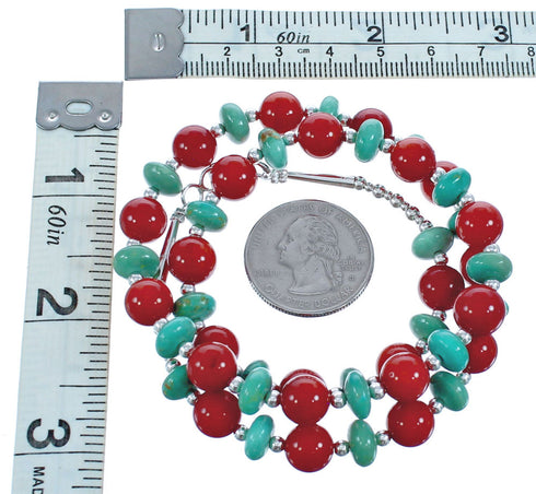 Southwest Turquoise and Coral Bead Necklace KX120918