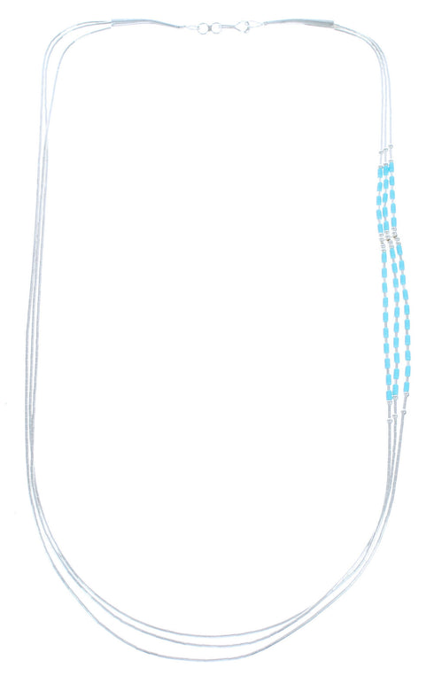 Turquoise Heishi Bead Liquid Sterling Silver 3-Strand Necklace KX120934