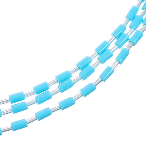 Turquoise Heishi Bead Liquid Silver 3-Strand Necklace KX120936
