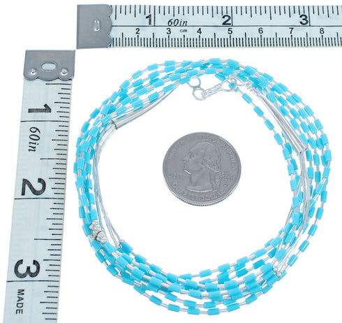 Turquoise Heishi Bead Liquid Silver 3-Strand Necklace KX120936