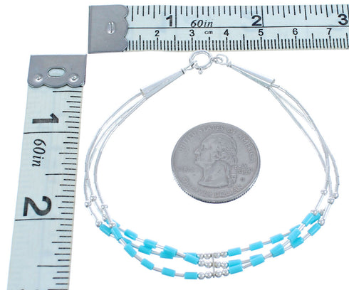Turquoise 3-Strand Liquid Silver Southwestern Bracelet KX120939