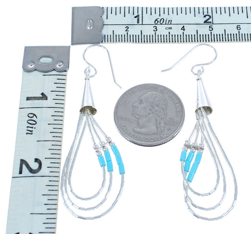 Blue Turquoise Liquid Silver Waterfall Hook Dangle Bead Earrings KX120942