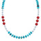 Turquoise and Coral Authentic Sterling Silver Bead Necklace KX120919
