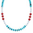 Turquoise and Coral Authentic Sterling Silver Bead Necklace KX120919