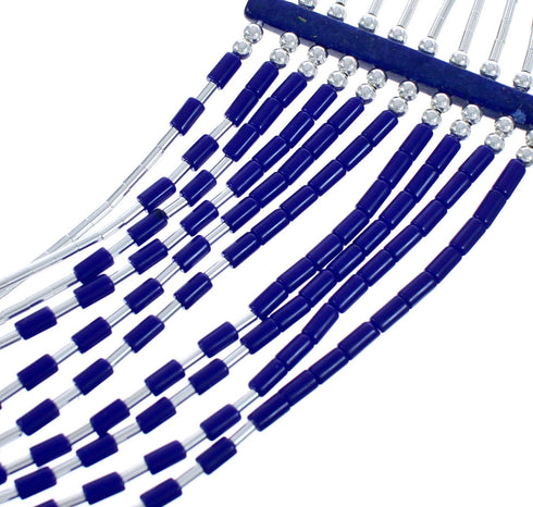 Hand Strung Liquid Sterling Silver Lapis Waterfall Necklace KX120907
