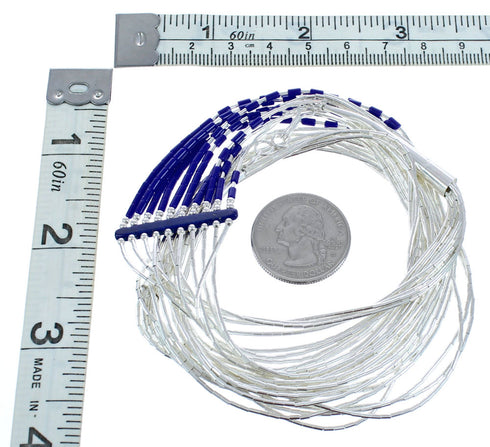 Hand Strung Liquid Sterling Silver Lapis Waterfall Necklace KX120907