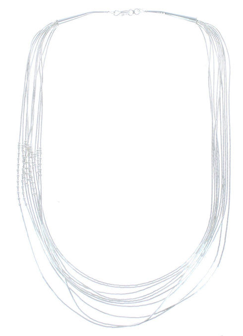 Hand Strung Liquid Silver Waterfall Necklace KX120908