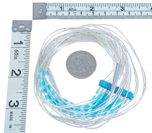 Hand Strung Blue Turquoise Liquid Silver Waterfall Necklace KX120910