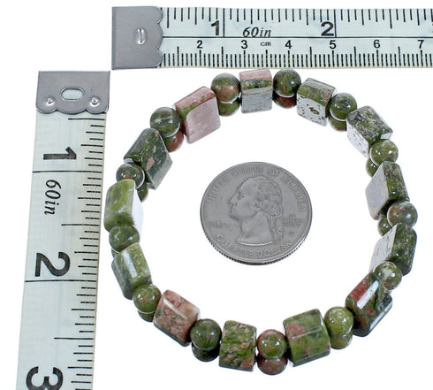 Unakite Stretch Bead Bracelet KX121032