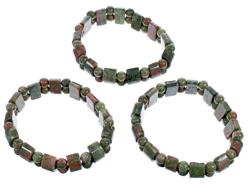 Unakite Stretch Bead Bracelet KX121032