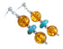 Southwest Amber and Turquoise Post Dangle Earrings KX121038