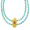 Southwest Turquoise and Amber Sterling Silver Bead Necklace KX121056