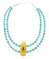 Southwest Turquoise and Amber Sterling Silver Bead Necklace KX121056