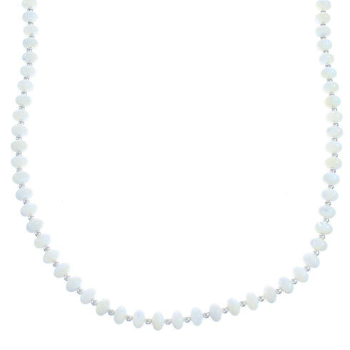 Sterling Silver with Mother Of Pearl Bead Necklace KX121007