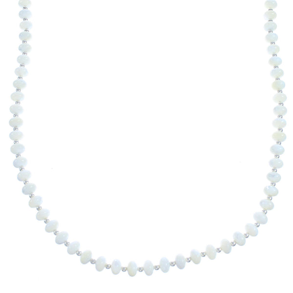 Sterling Silver with Mother Of Pearl Bead Necklace KX121007