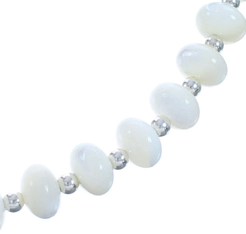 Sterling Silver with Mother Of Pearl Bead Necklace KX121007
