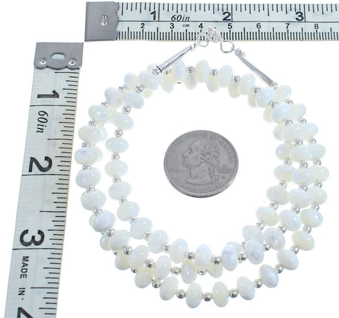 Sterling Silver with Mother Of Pearl Bead Necklace KX121007