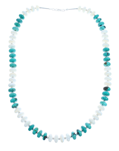 Turquoise And Mother Of Pearl Bead Necklace KX121015