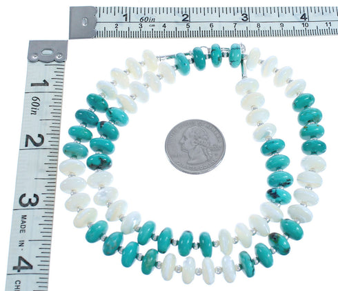 Turquoise And Mother Of Pearl Bead Necklace KX121015