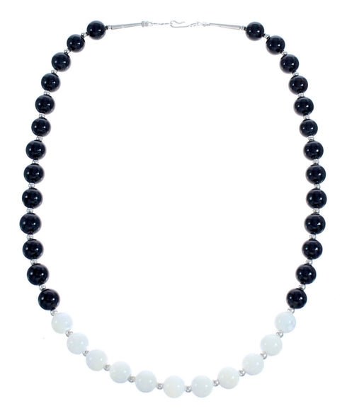 Onyx And Mother Of Pearl Bead Necklace KX121011
