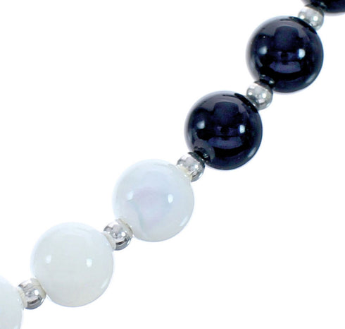 Onyx And Mother Of Pearl Bead Necklace KX121011