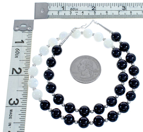Onyx And Mother Of Pearl Bead Necklace KX121011
