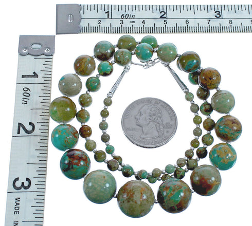 Sterling Silver Kingman Turquoise Bead Necklace KX121126
