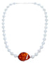 Southwest Mother of Pearl and Amber Bead Necklace KX121128