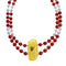 Sterling Silver Coral and Amber Bead Necklace KX121135