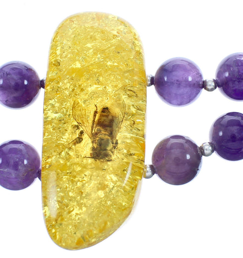Amethyst and Amber Bead Necklace KX121134