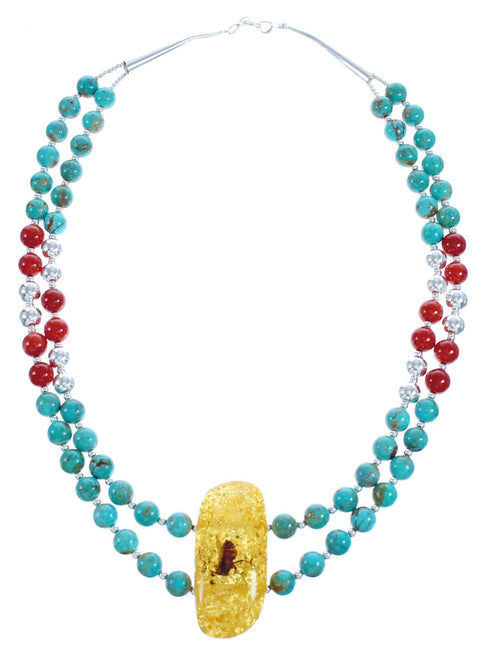 Sterling Silver Multicolor Bead Necklace KX121136