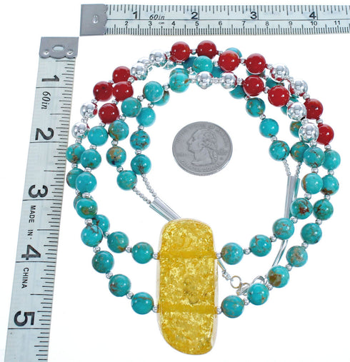 Sterling Silver Multicolor Bead Necklace KX121136